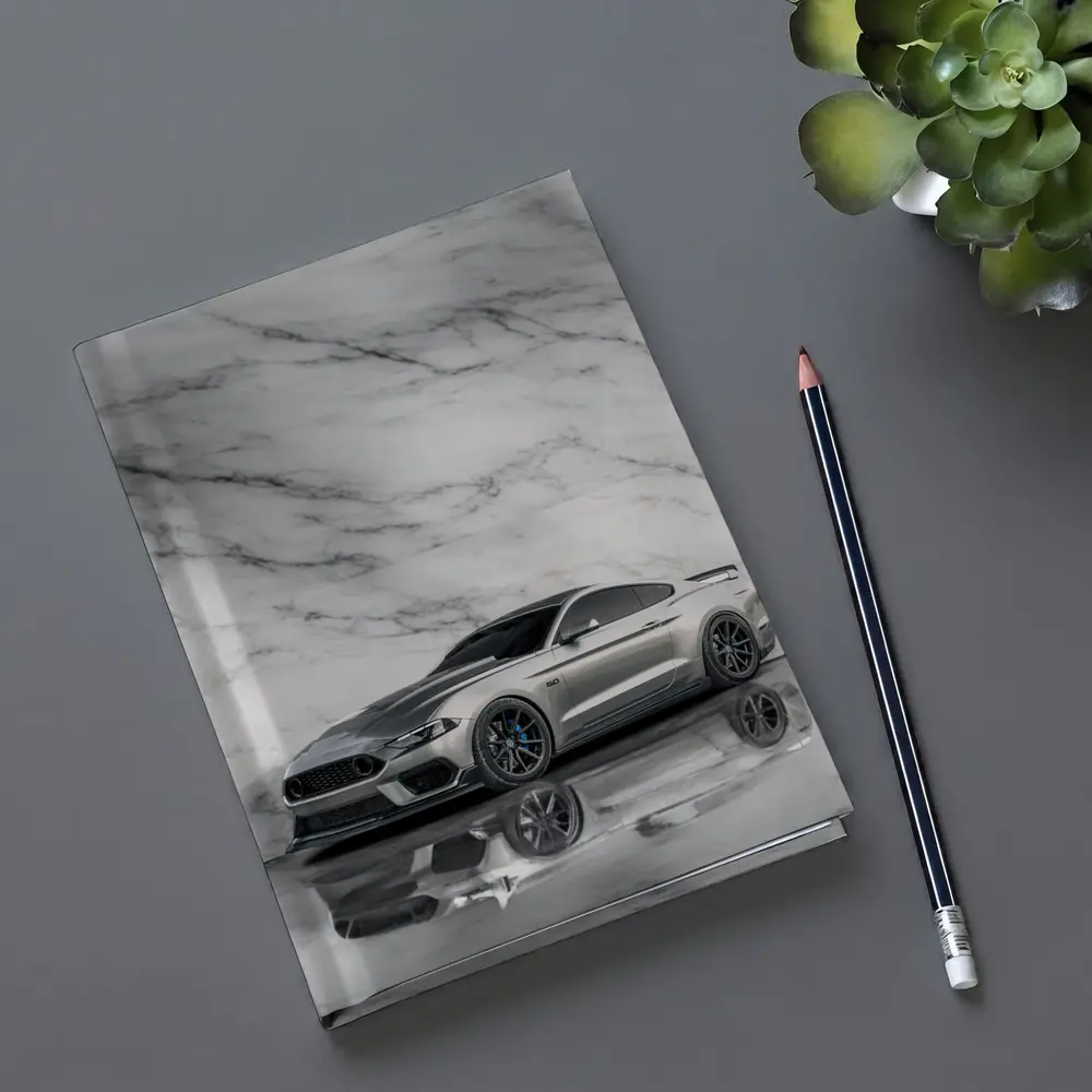 Ford Mustang Silver Against Marble Wall – Notebooks