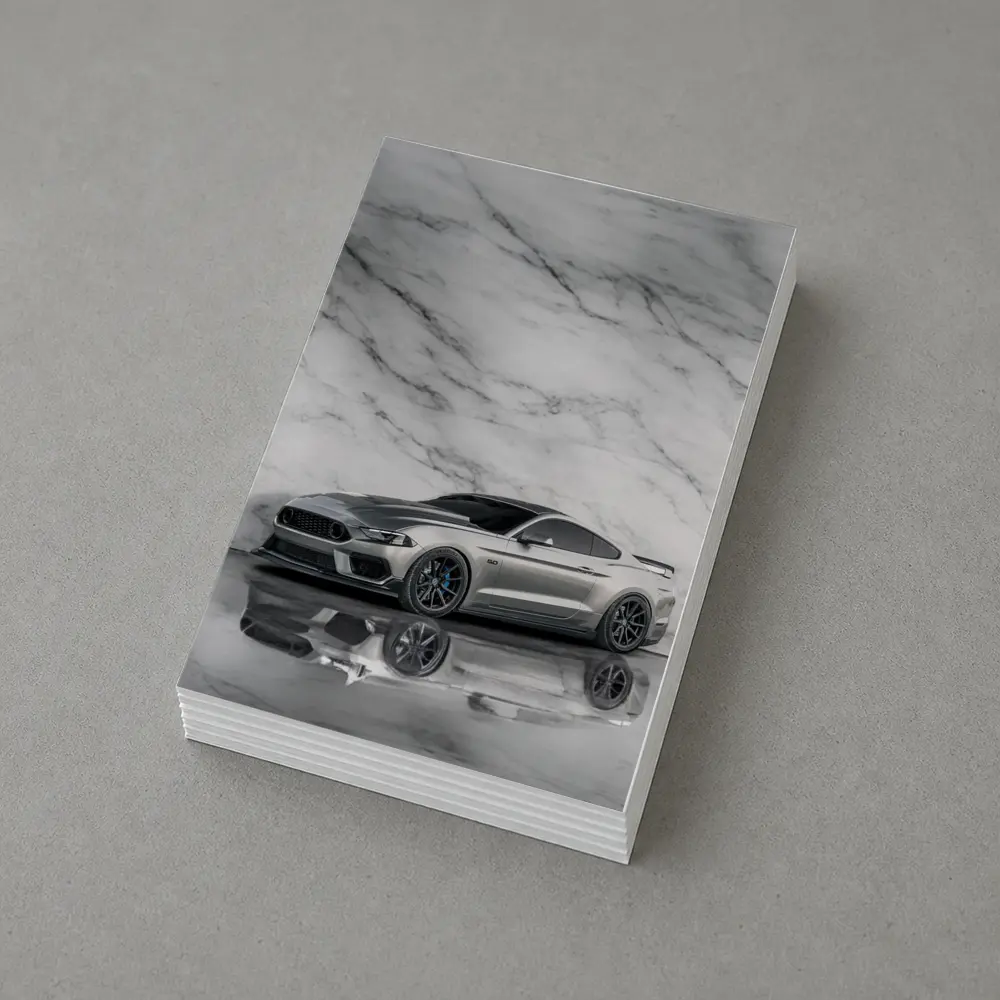 Ford Mustang Silver Against Marble Wall – Postcards