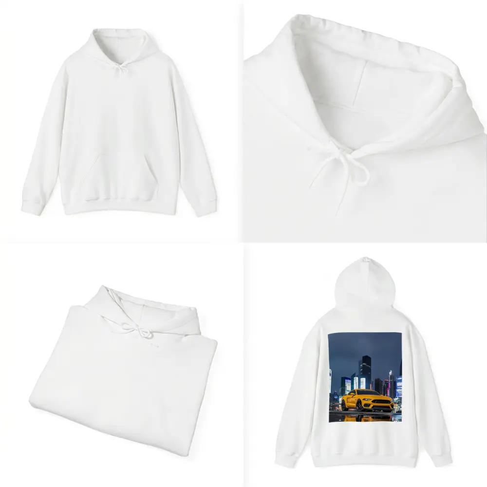 Ford Mustang Yellow Night City Skyline – Hoodies