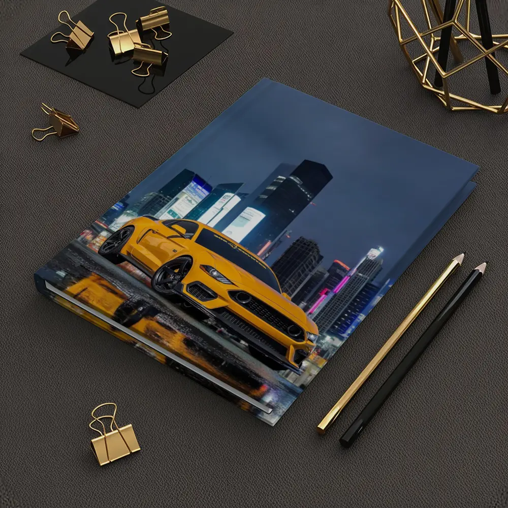 Ford Mustang Yellow Night City Skyline – Notebooks