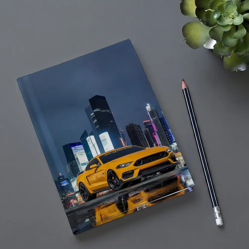 Ford Mustang Yellow Night City Skyline – Notebooks