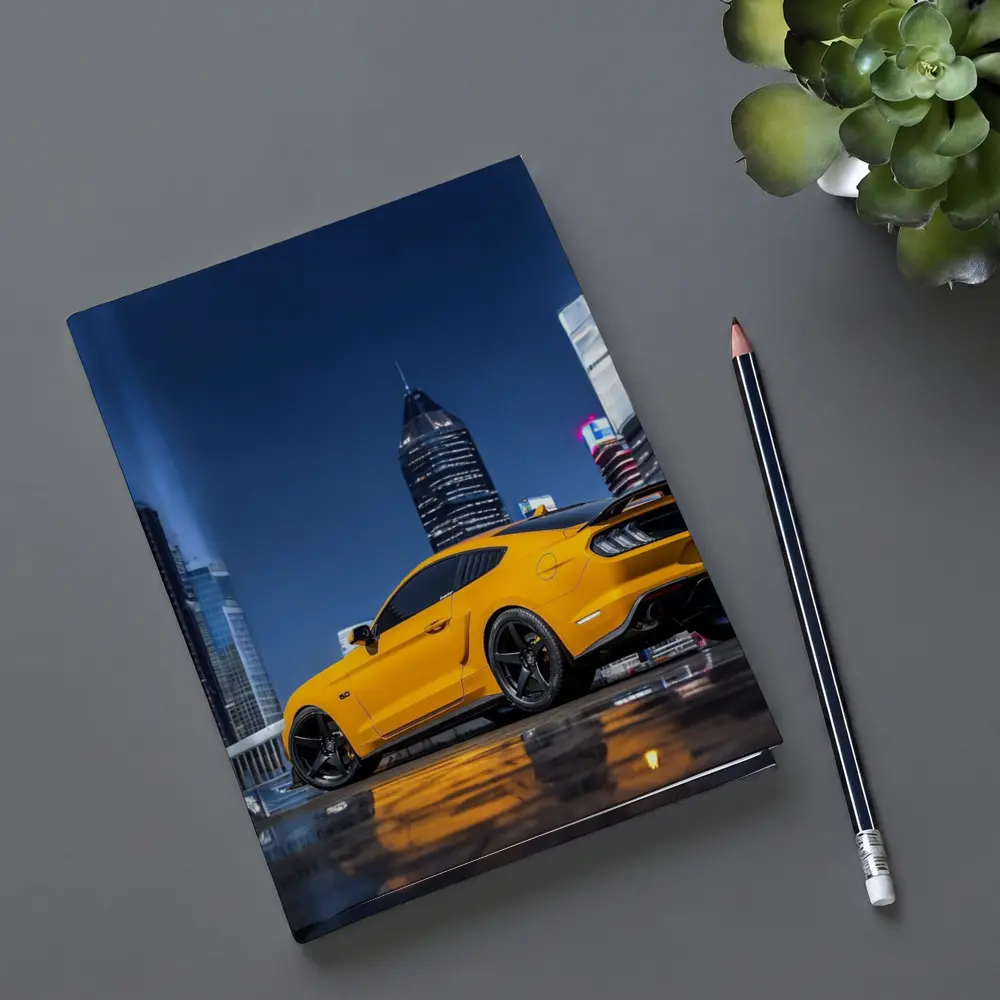 Ford Mustang Yellow Night City Skyline – Notebooks