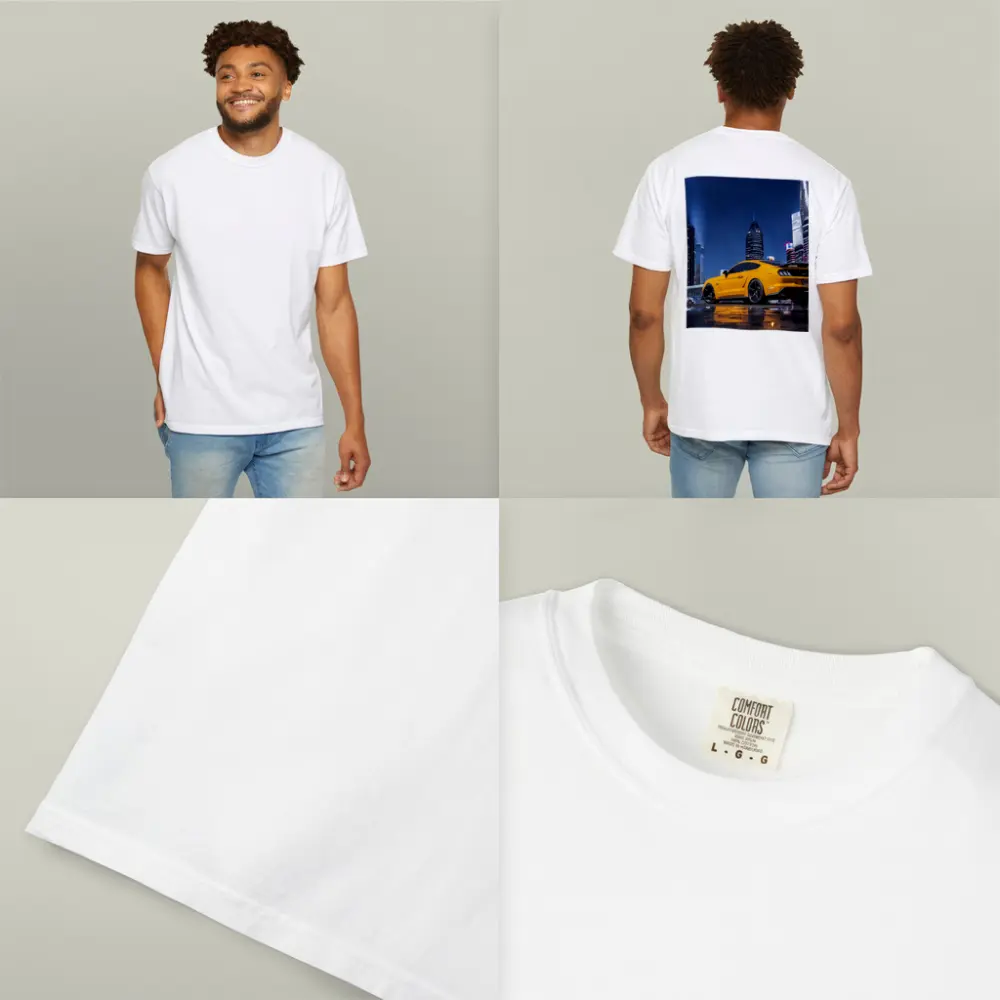 Ford Mustang Yellow Night City Skyline – T-Shirts