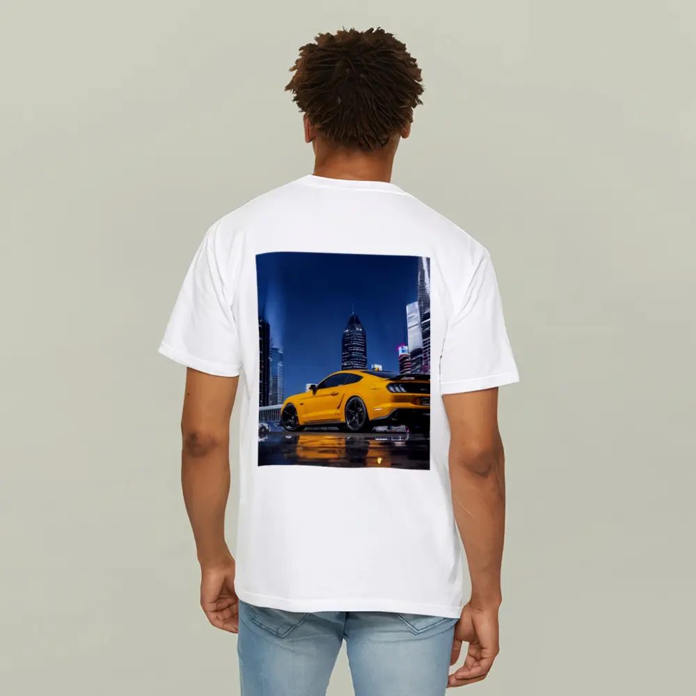 Ford Mustang Yellow Night City Skyline – T-Shirts