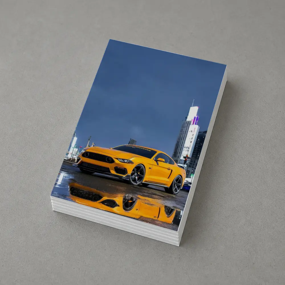 Ford Mustang Yellow Rainy Night City – Postcards
