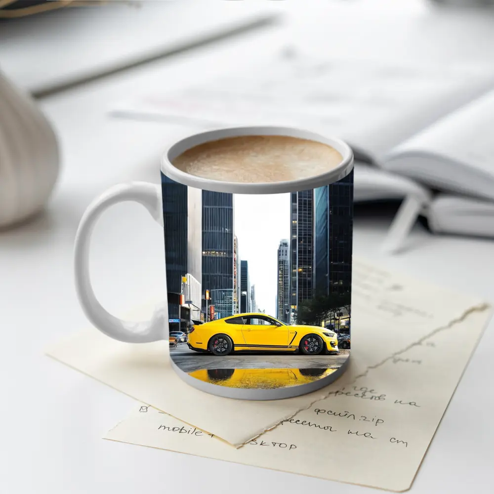 Ford Mustang GT350 Yellow City Street – Mugs
