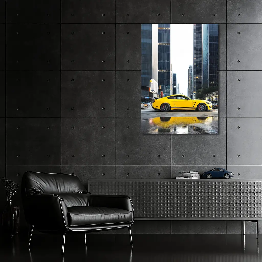 Ford Mustang GT350 Yellow City Street – Wall Art