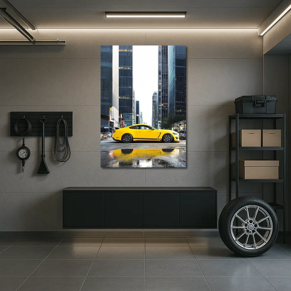 Ford Mustang GT350 Yellow City Street – Wall Art