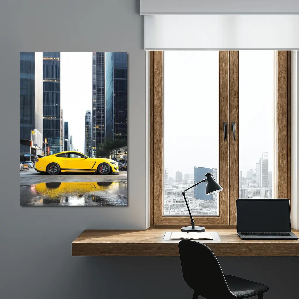 Ford Mustang GT350 Yellow City Street – Wall Art