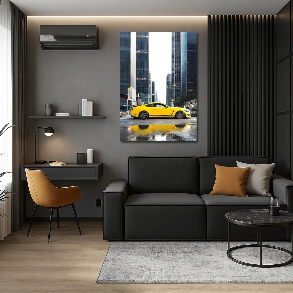 Ford Mustang GT350 Yellow City Street – Wall Art
