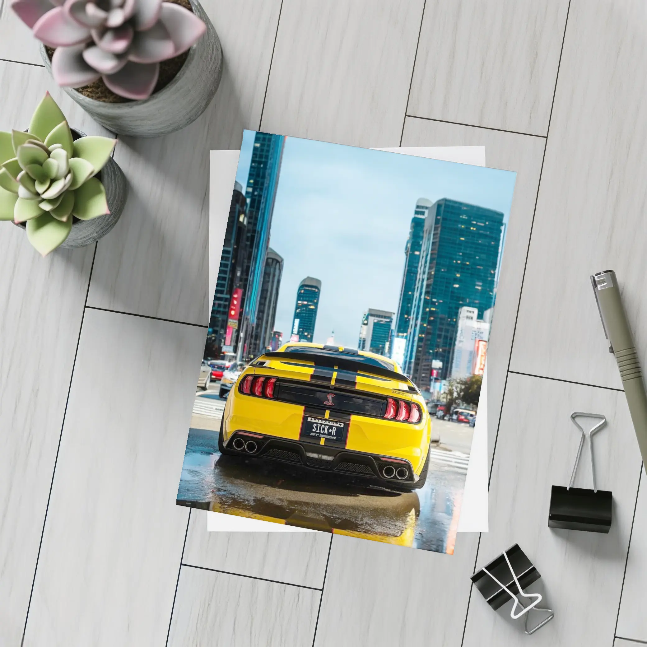 Ford Mustang Shelby GT Yellow City Street – Postcards
