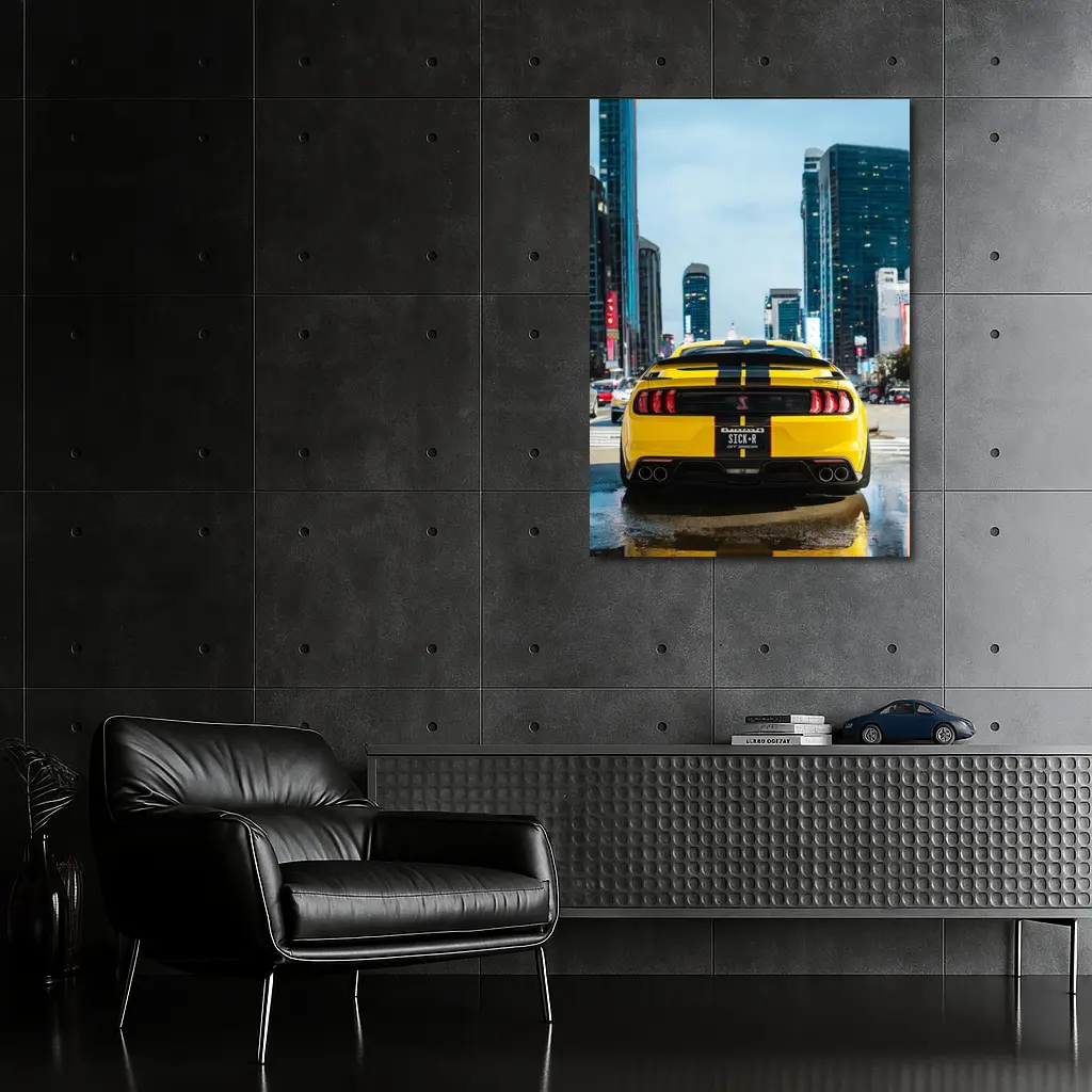 Ford Mustang Shelby GT Yellow City Street – Wall Art