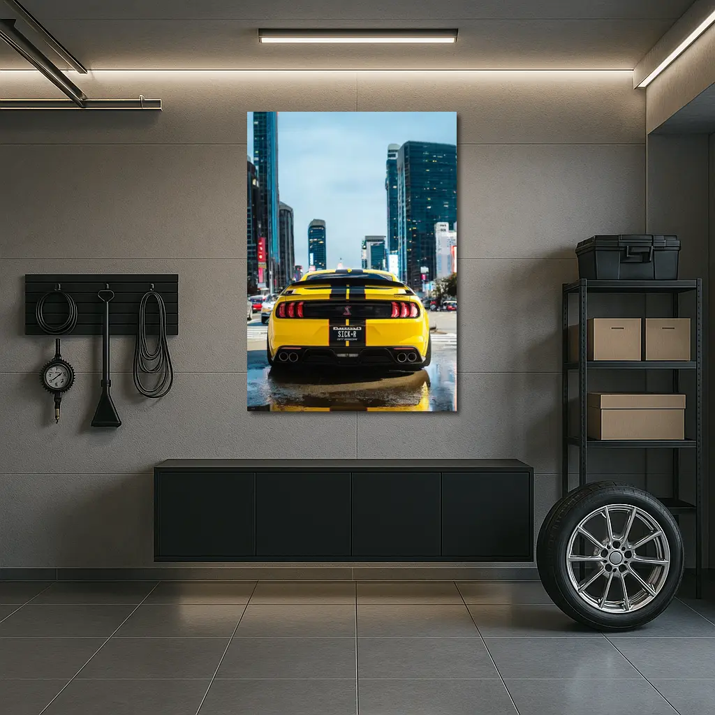 Ford Mustang Shelby GT Yellow City Street – Wall Art