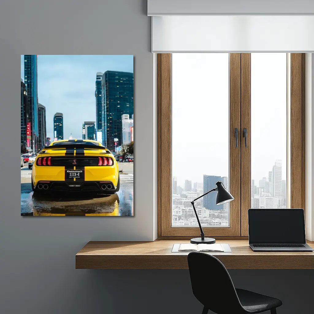 Ford Mustang Shelby GT Yellow City Street – Wall Art
