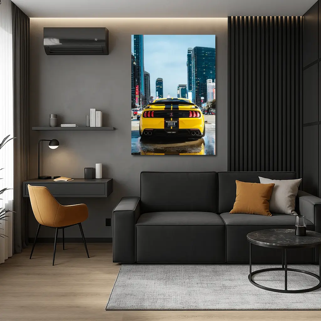 Ford Mustang Shelby GT Yellow City Street – Wall Art