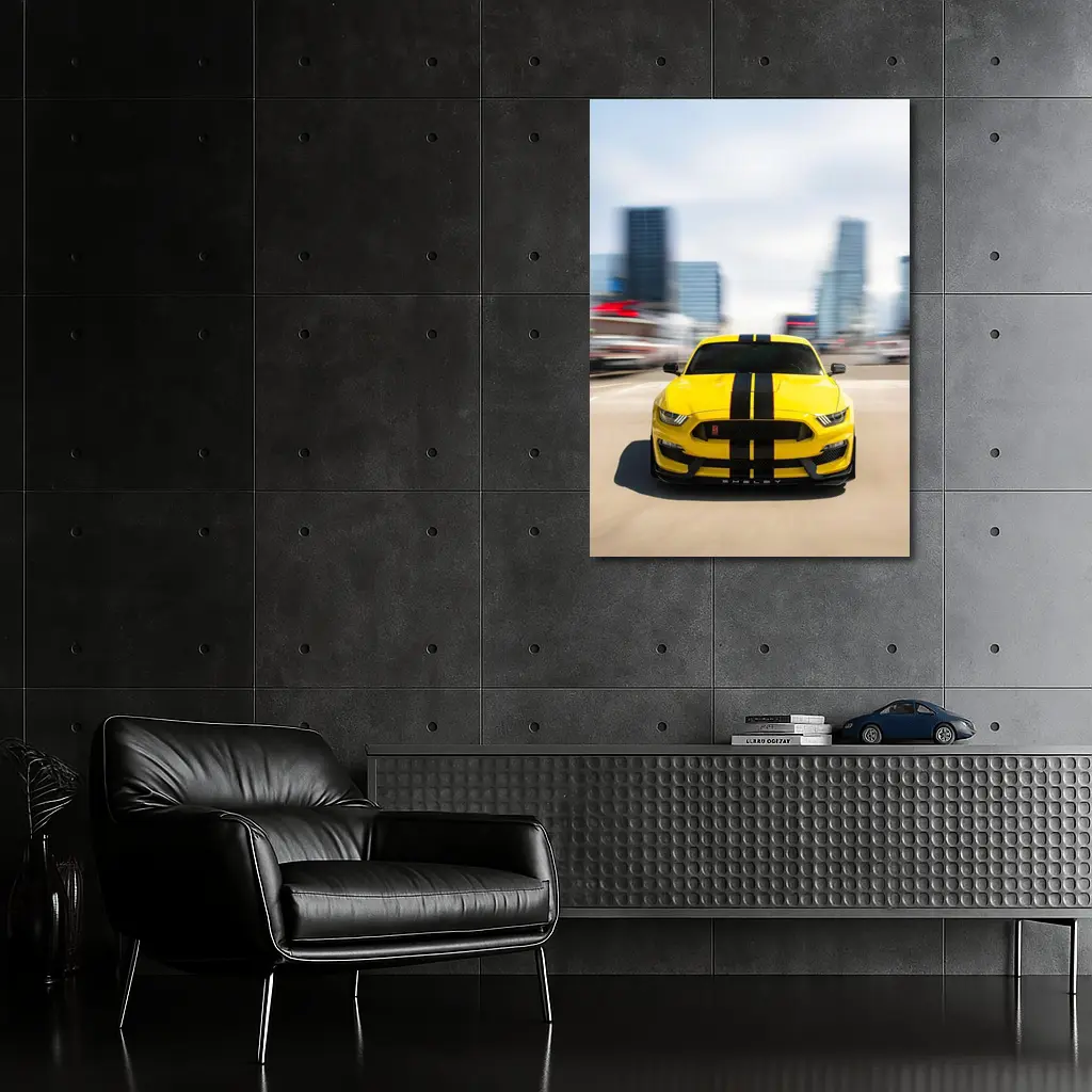 Ford Mustang Shelby GT350 Yellow City Street – Wall Art