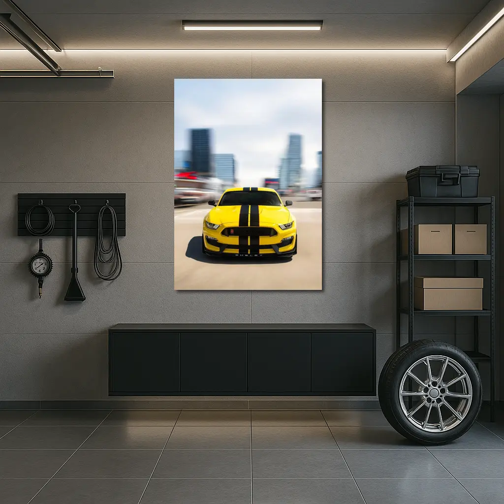 Ford Mustang Shelby GT350 Yellow City Street – Wall Art