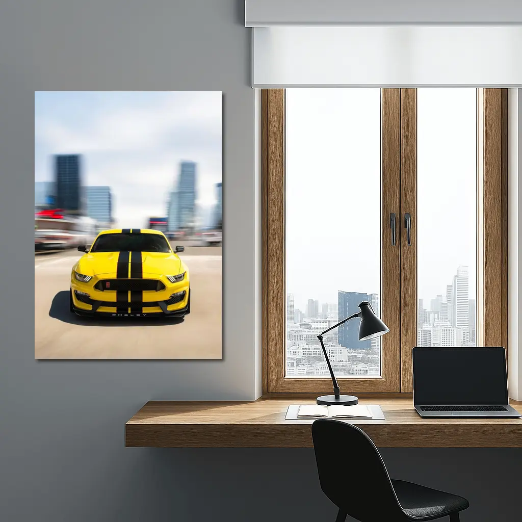 Ford Mustang Shelby GT350 Yellow City Street – Wall Art