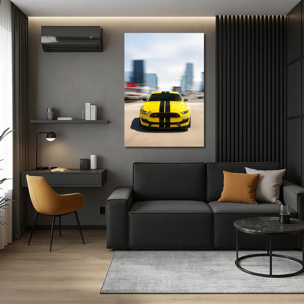 Ford Mustang Shelby GT350 Yellow City Street – Wall Art