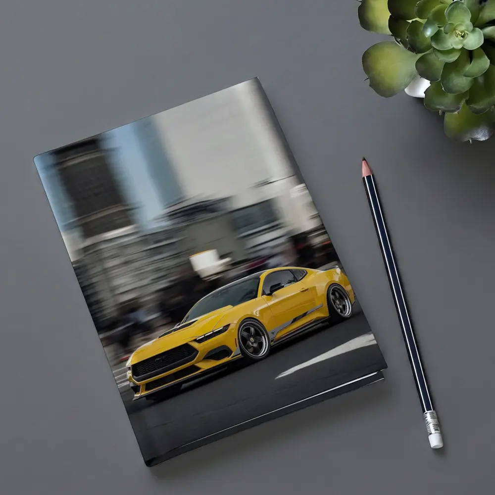 Ford Mustang Yellow City Street Drive – Notebooks