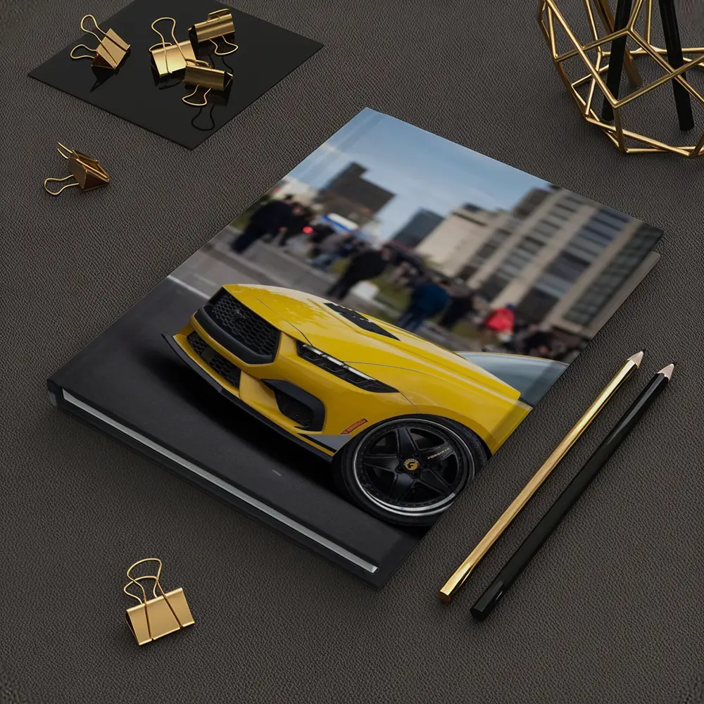 Yellow Ford Mustang Urban City Street – Notebooks