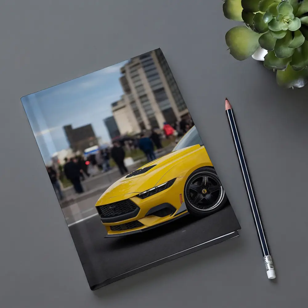 Yellow Ford Mustang Urban City Street – Notebooks