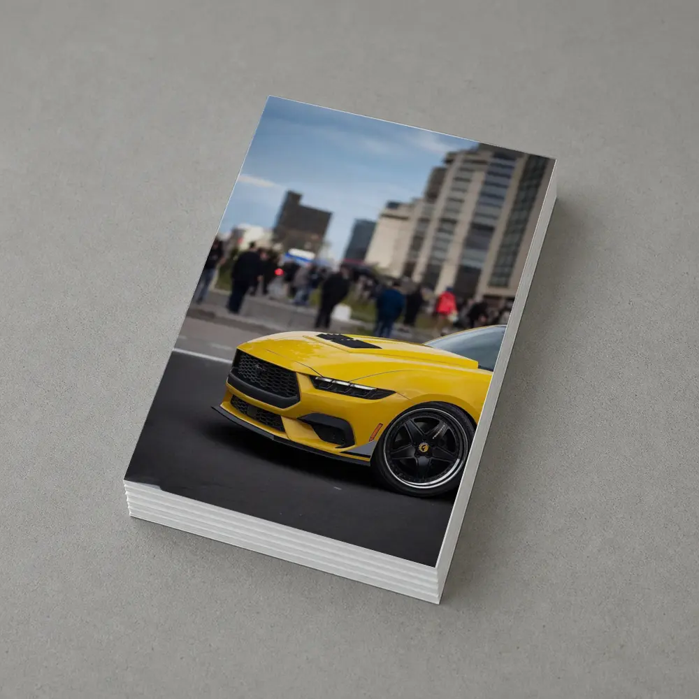 Yellow Ford Mustang Urban City Street – Postcards