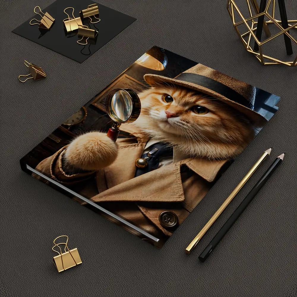 Detective Orange Cat Holding Magnifying Glass – Notebooks