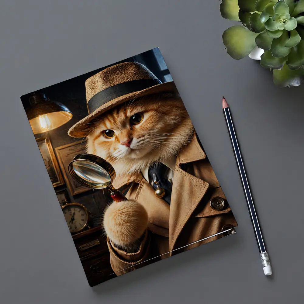 Detective Orange Cat Holding Magnifying Glass – Notebooks