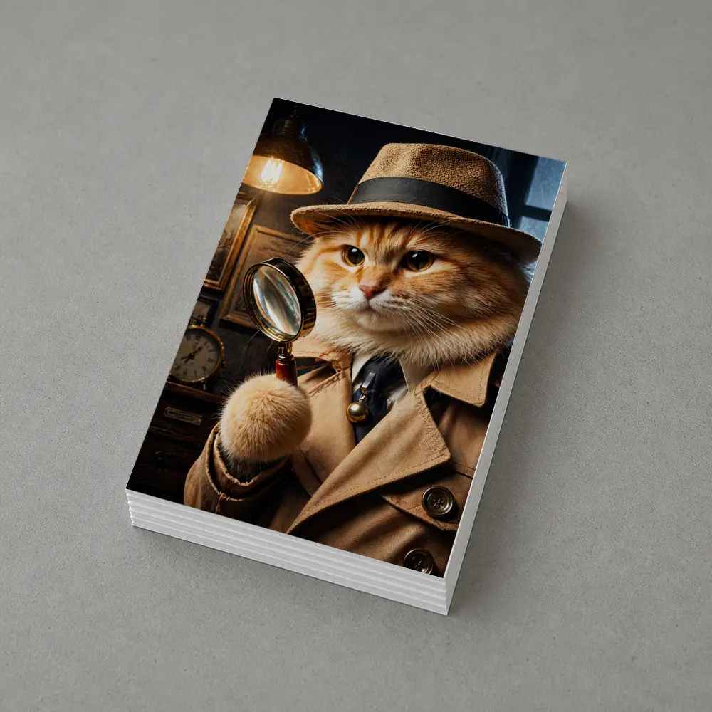 Detective Orange Cat Holding Magnifying Glass – Postcards