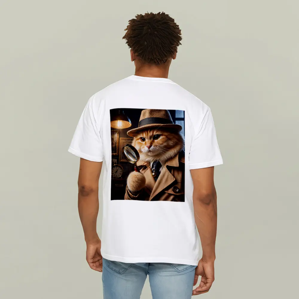 Detective Orange Cat Holding Magnifying Glass – T-Shirts