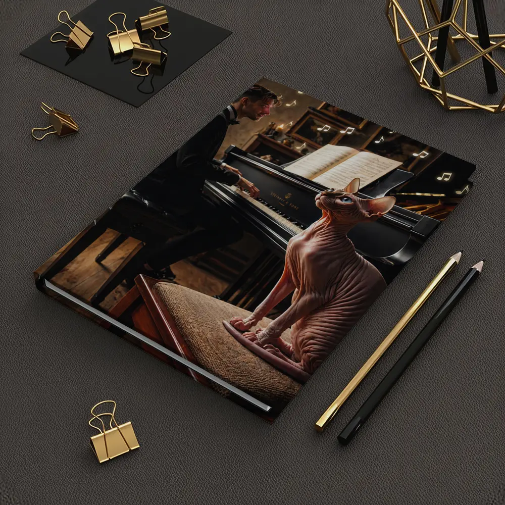 Sphynx Cat Watching Pianist Play Grand Piano – Notebooks