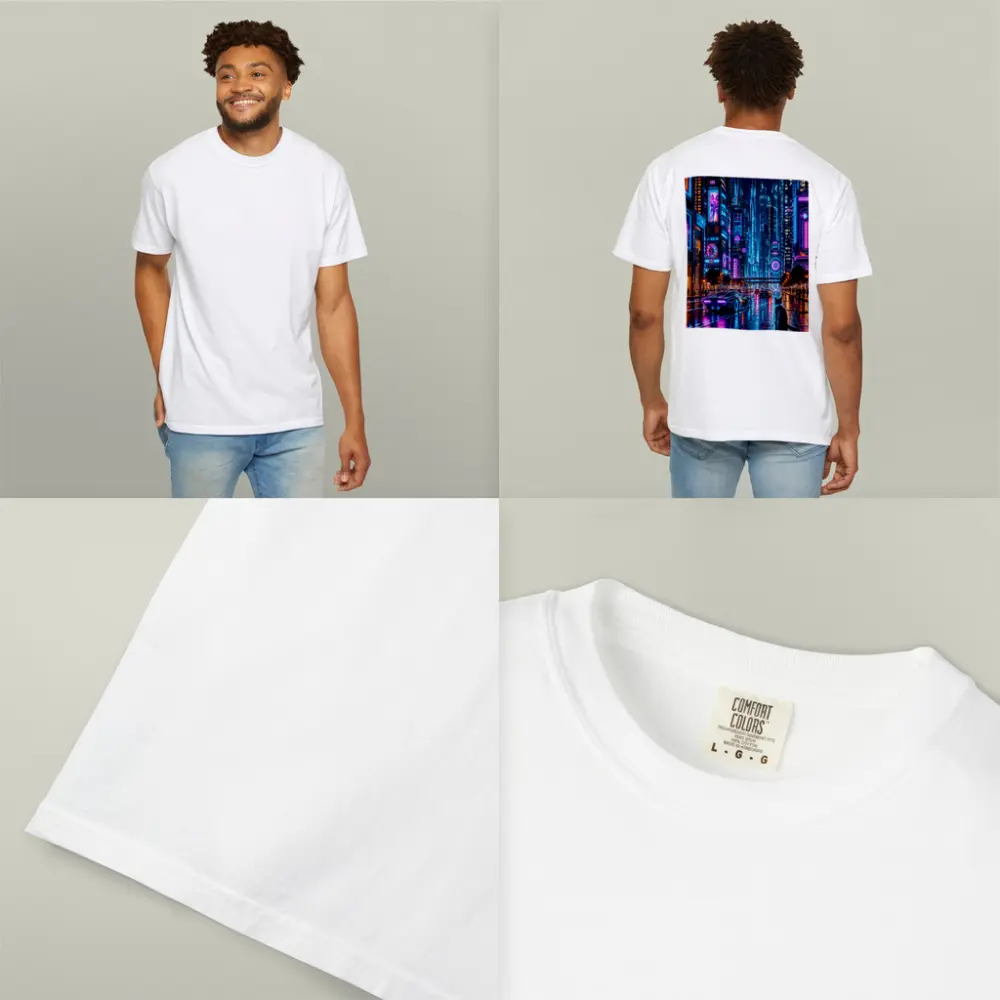 Neon Cat Cyberpunk City Street Night – T-Shirts