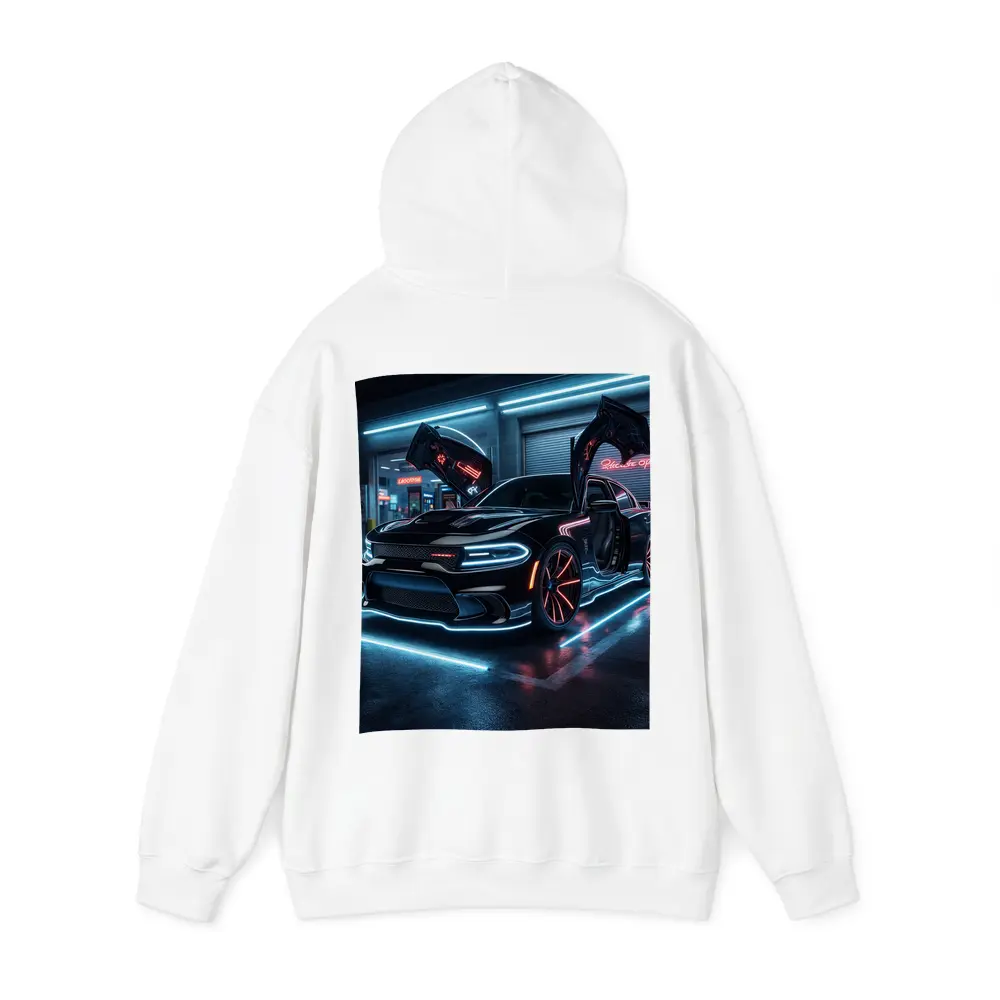 Dodge Charger Neon Lights Night Garage – Hoodies
