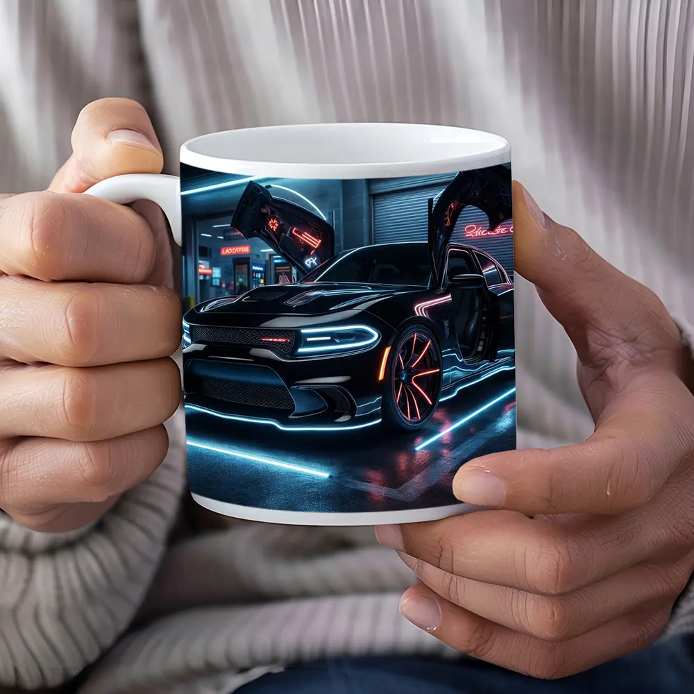 Dodge Charger Neon Lights Night Garage – Mugs