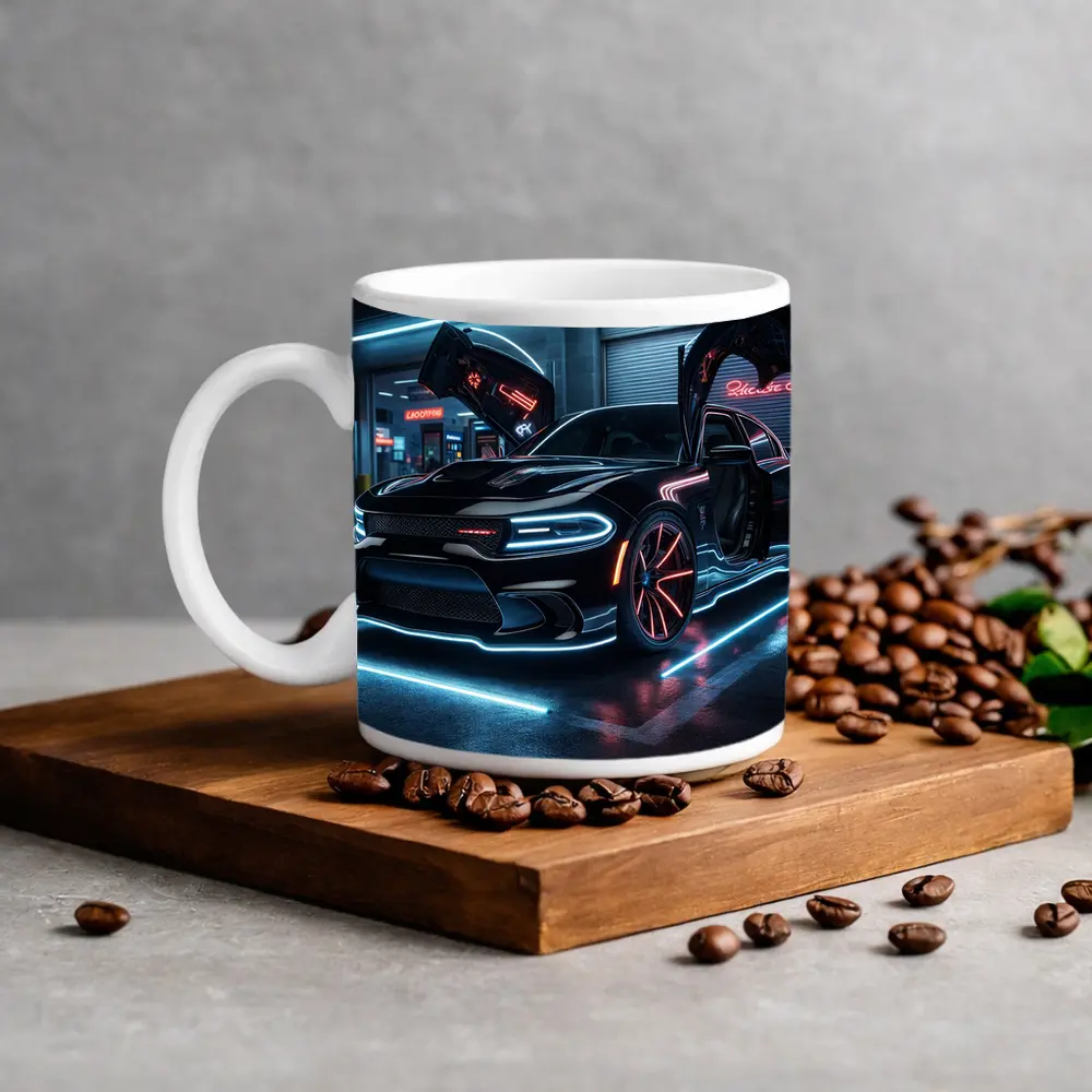 Dodge Charger Neon Lights Night Garage – Mugs