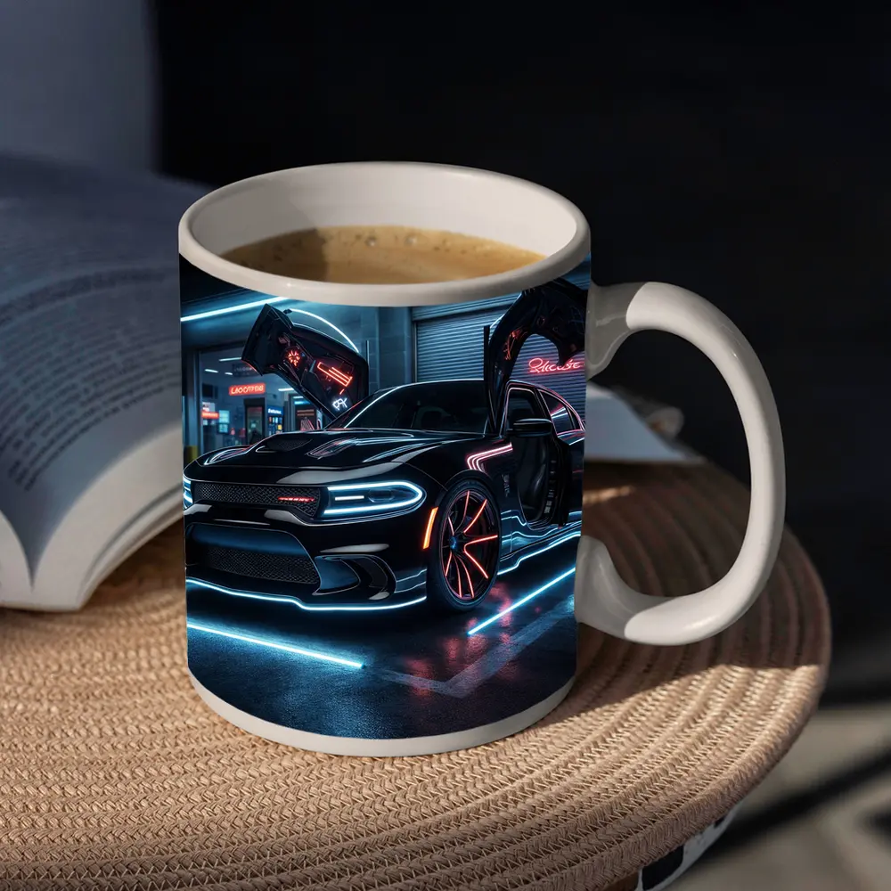 Dodge Charger Neon Lights Night Garage – Mugs