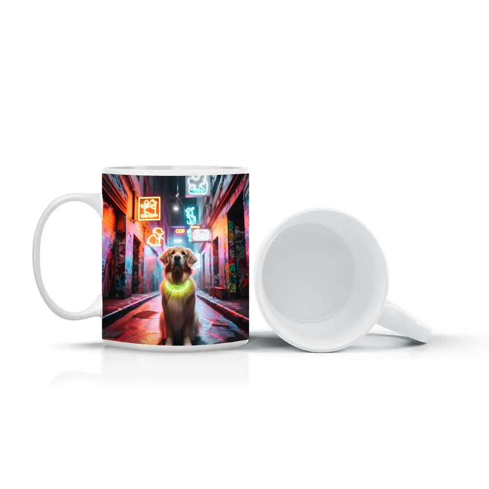 Golden Retriever Neon Alley Graffiti Street – Mugs