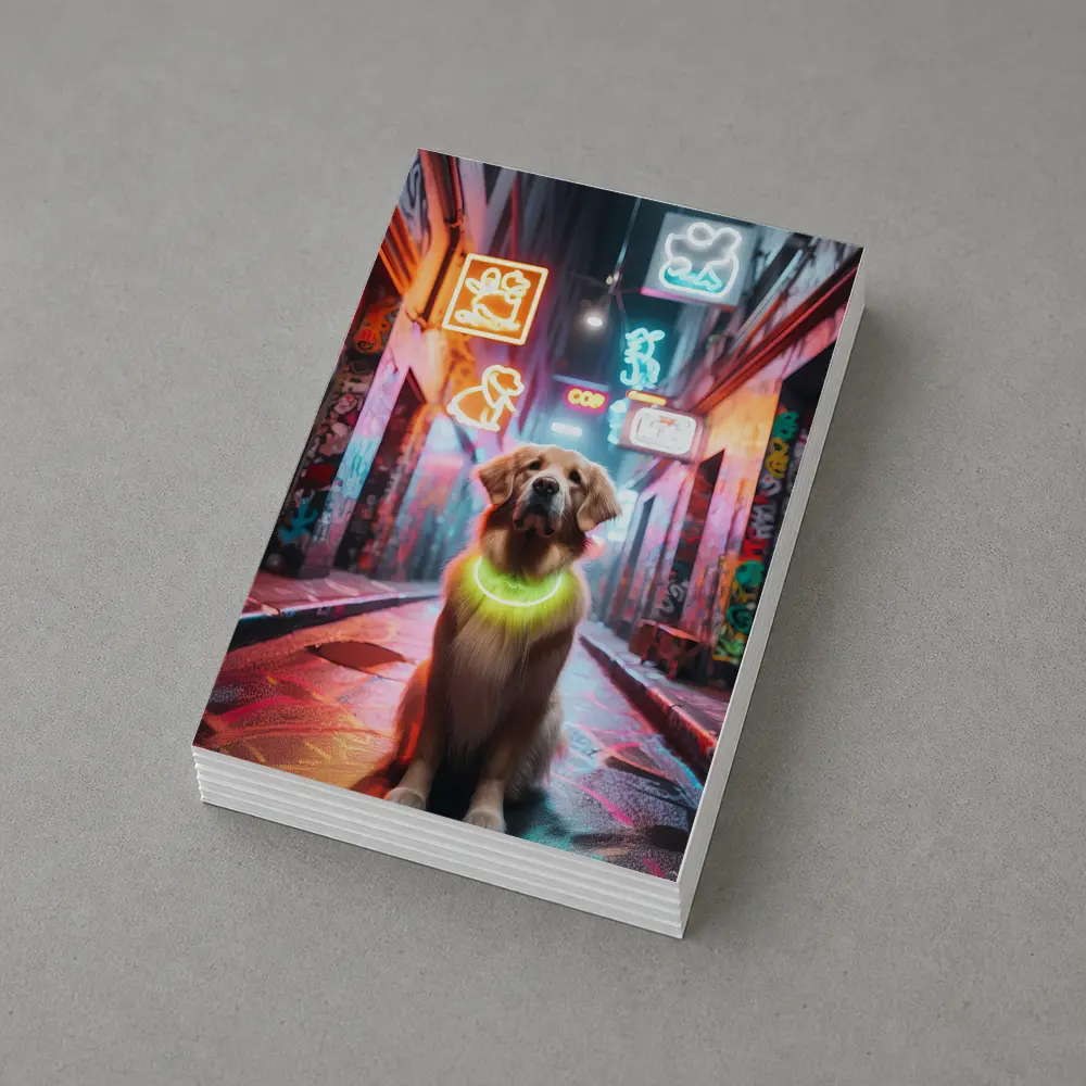 Golden Retriever Neon Alley Graffiti Street – Postcards