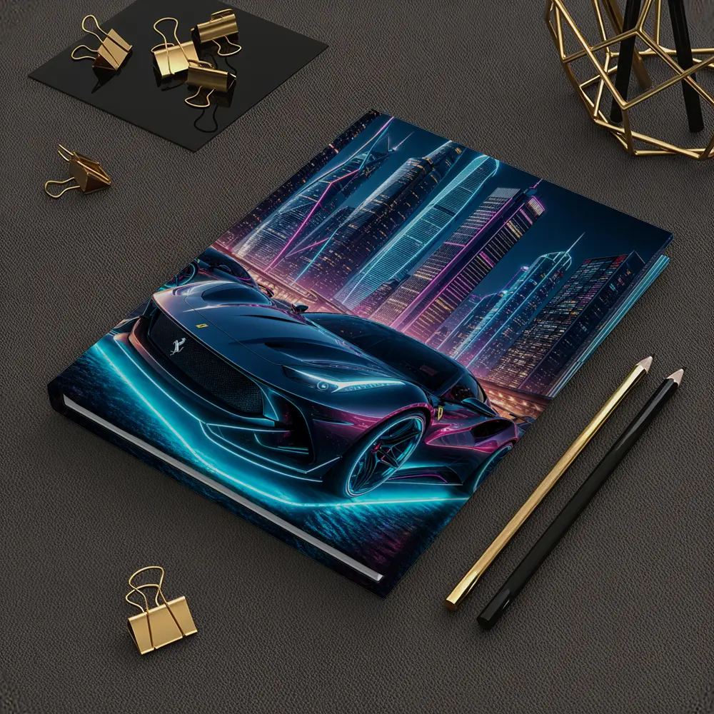 Ferrari Roma Neon City Night Art – Notebooks
