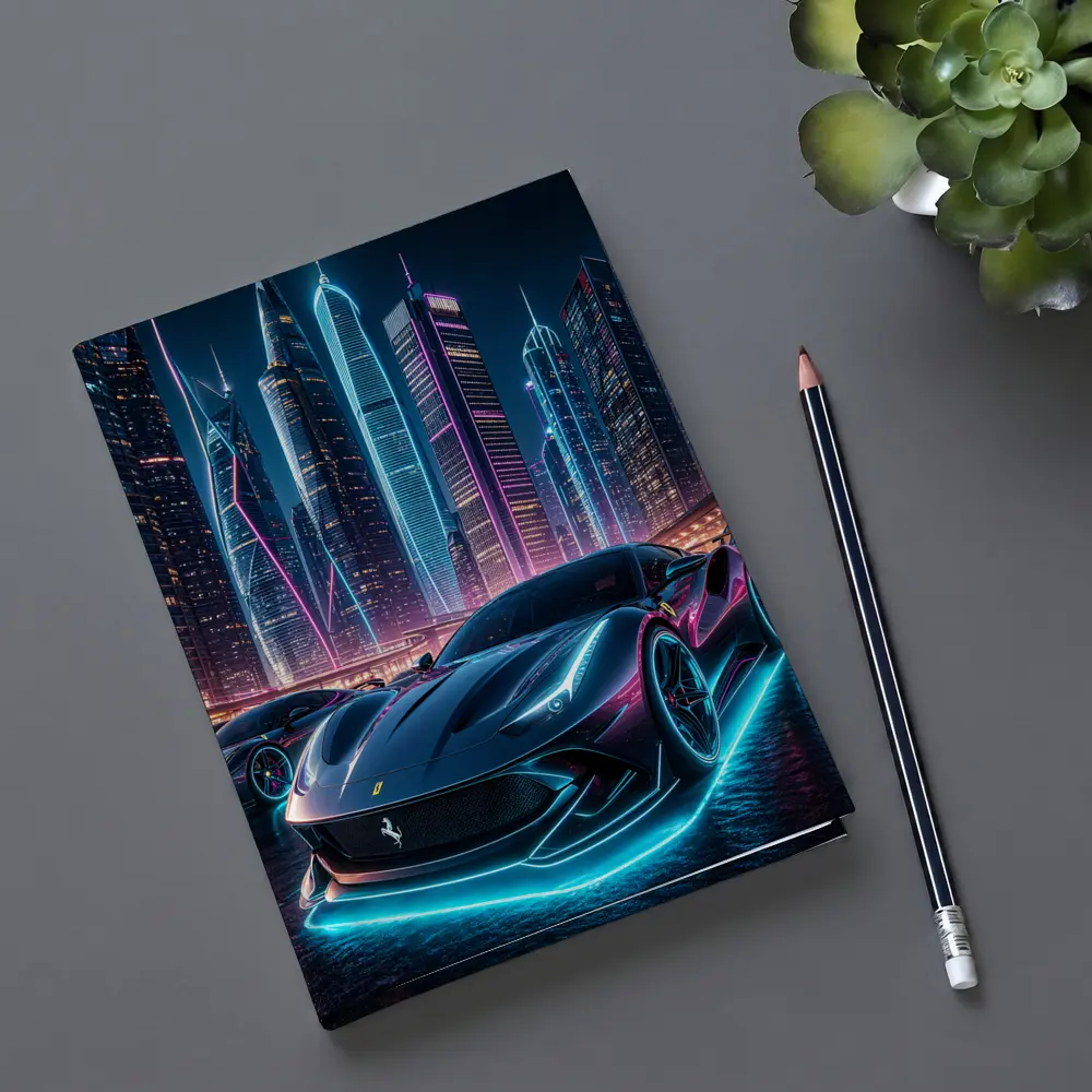 Ferrari Roma Neon City Night Art – Notebooks