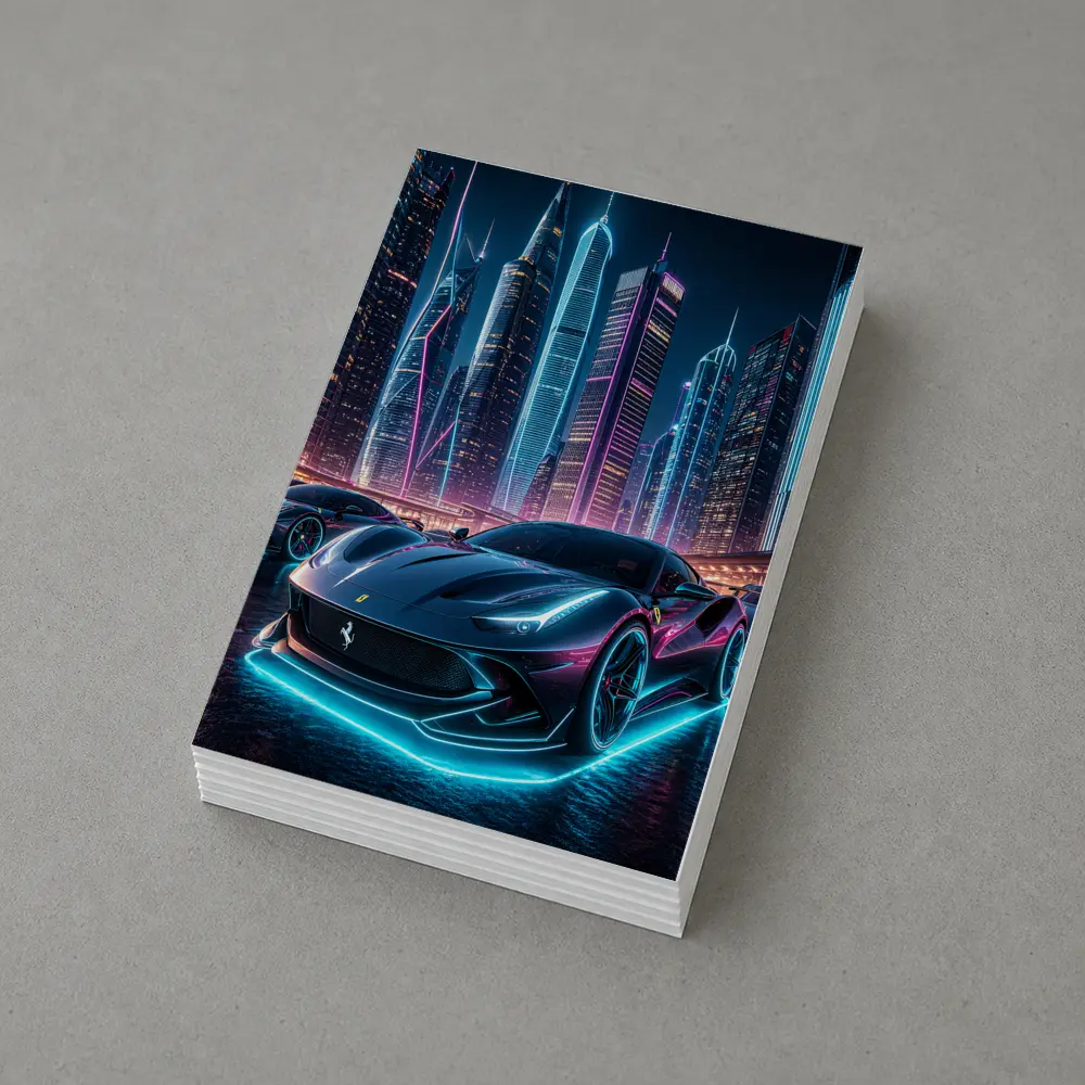Ferrari Roma Neon City Night Art – Postcards
