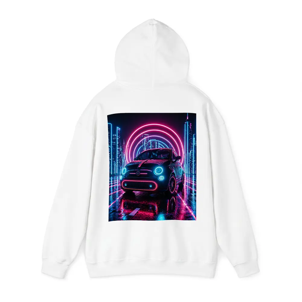 Fiat 500 Neon Lights Futuristic City Night – Hoodies