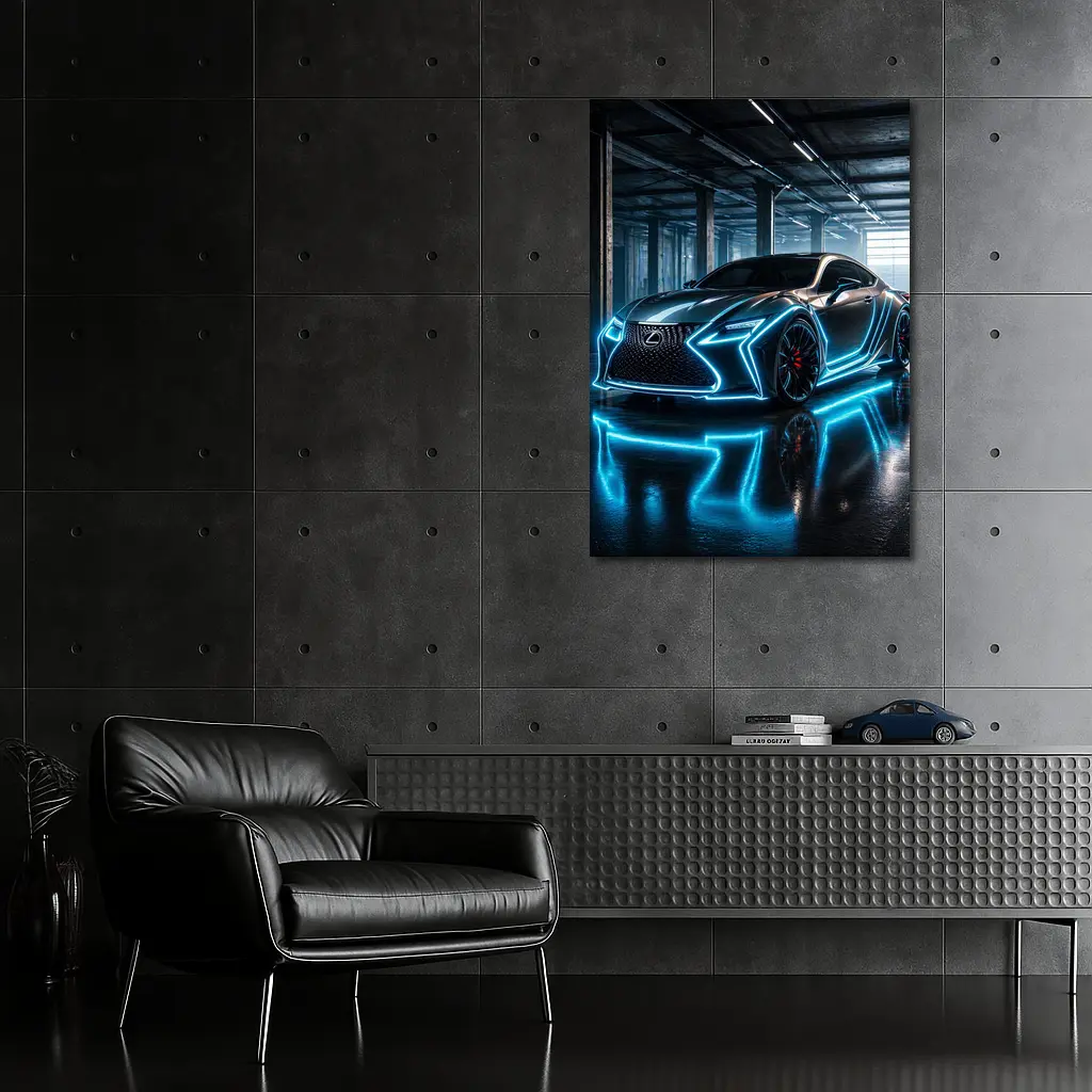 Lexus RC Neon Blue Lights Garage – Wall Art