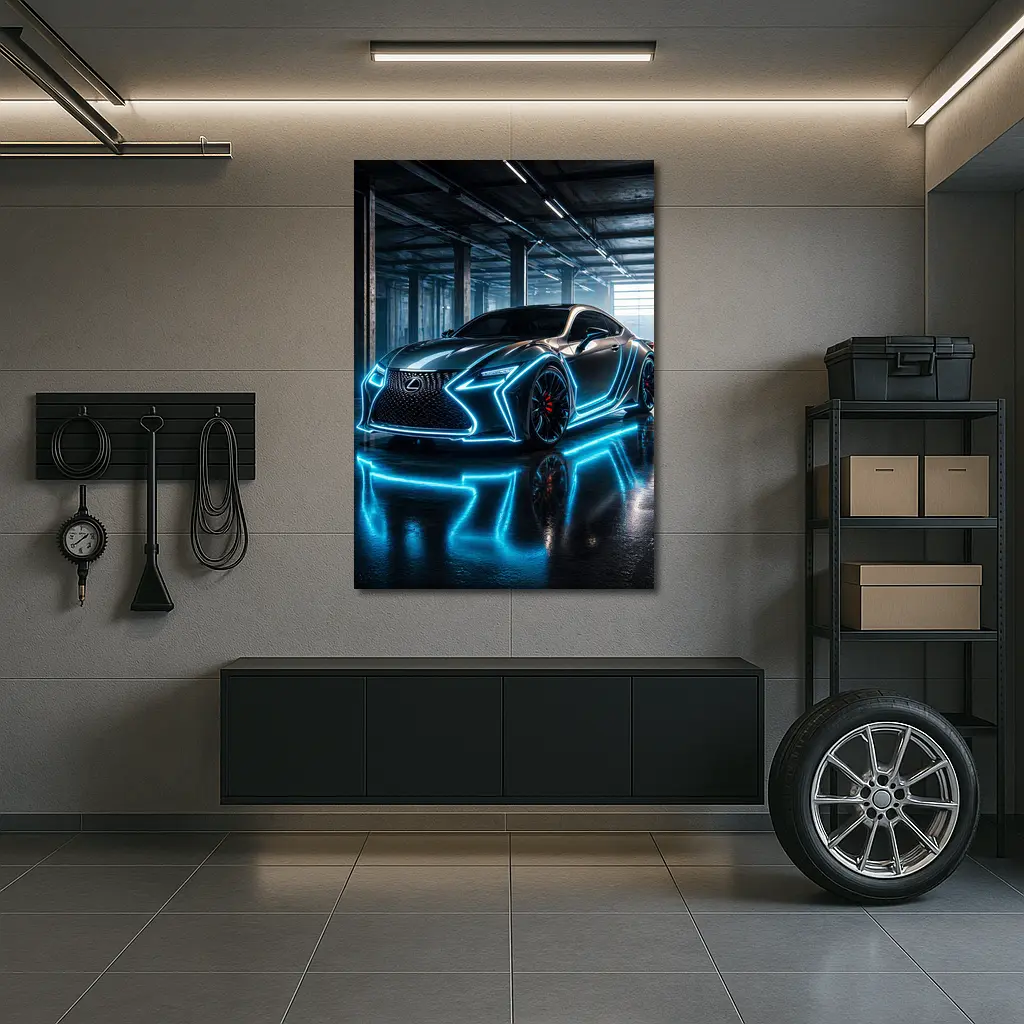 Lexus RC Neon Blue Lights Garage – Wall Art