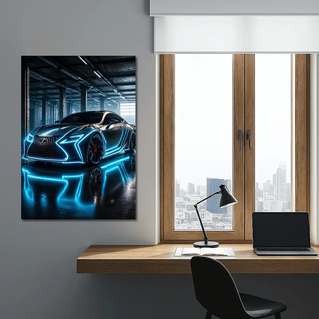 Lexus RC Neon Blue Lights Garage – Wall Art