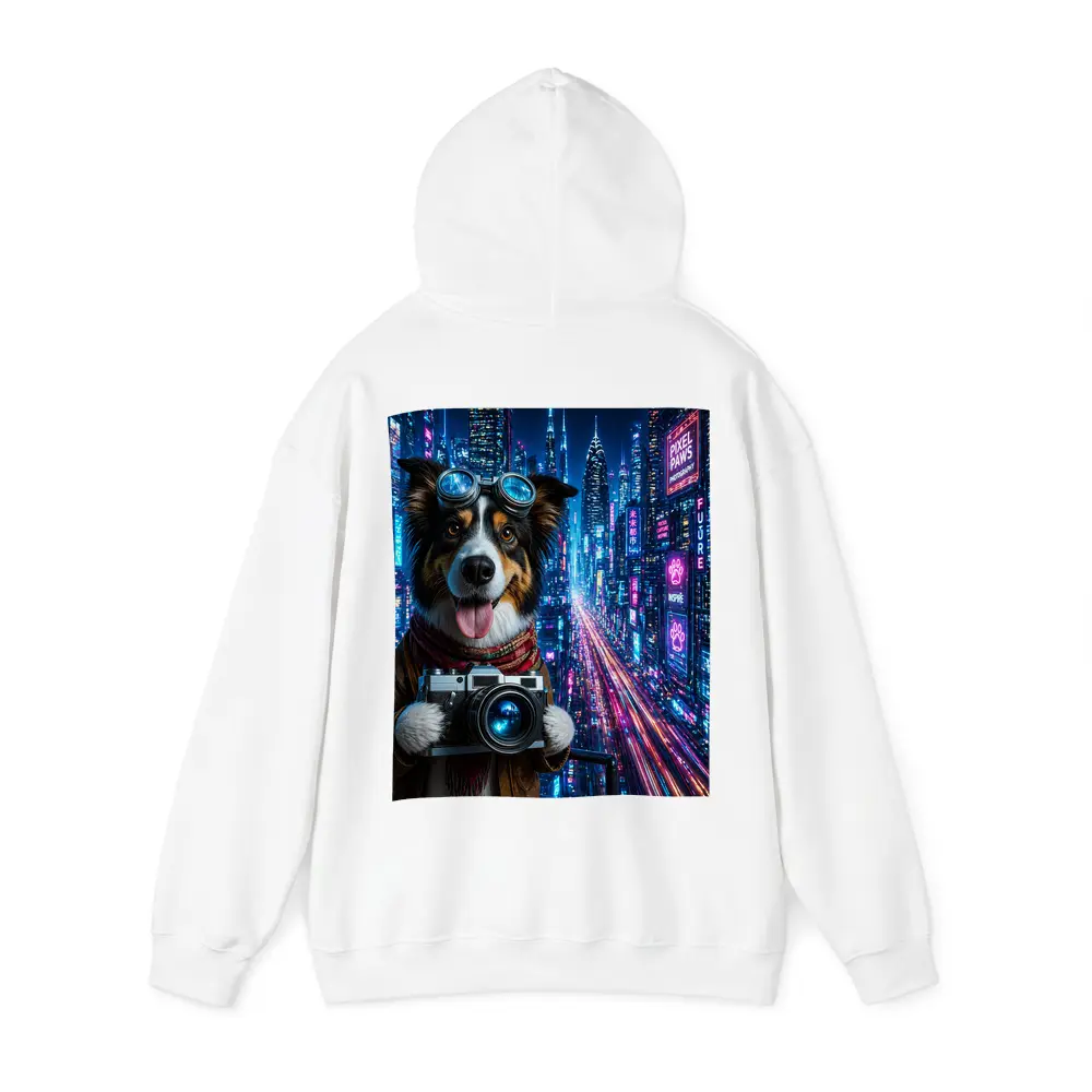 Border Collie Photographer Neon Cyberpunk City – Hoodies