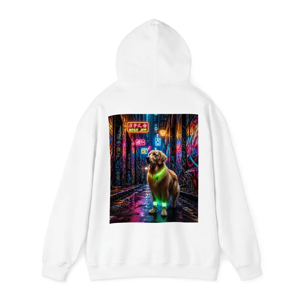 Golden Retriever Neon Glow Graffiti Alley – Hoodies
