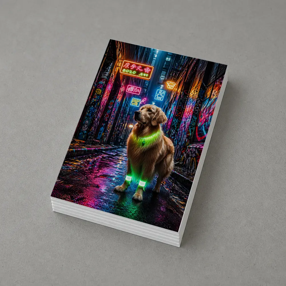 Golden Retriever Neon Glow Graffiti Alley – Postcards