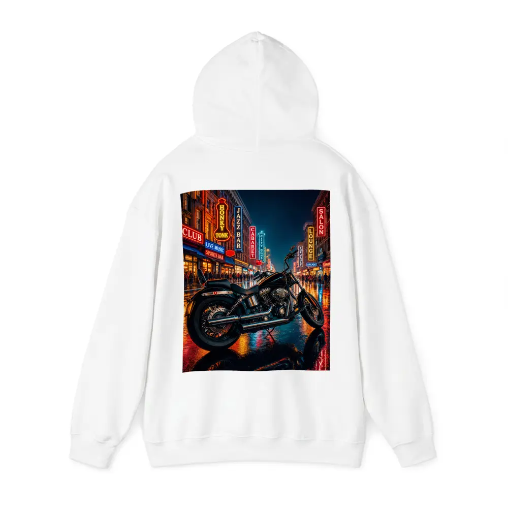Harley Davidson Chopper Rainy Neon City Night – Hoodies